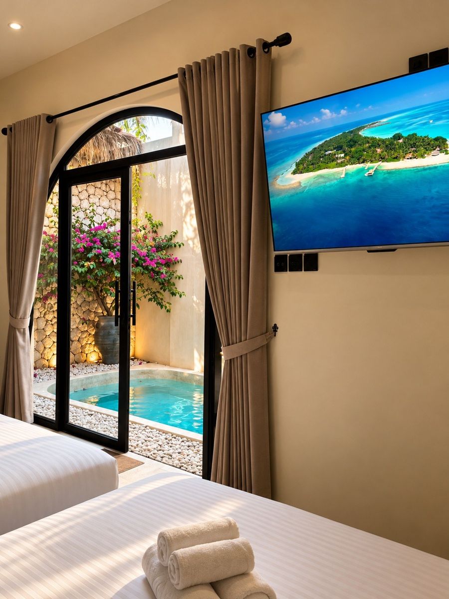 Kamar dengan pintu ke kolam