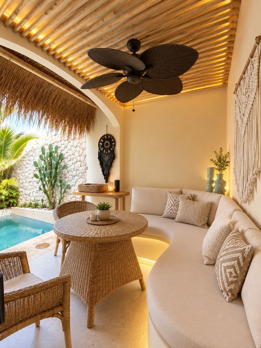 Gazebo dengan sofa melengkung